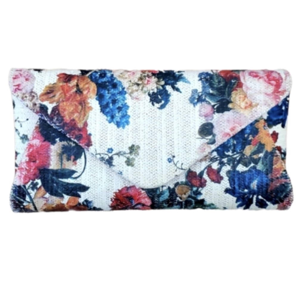 Sondra Roberts woven raffia floral clutch‎